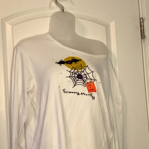 Quacker Factory White L/S Halloween T-Shirt - Picture 5 of 9